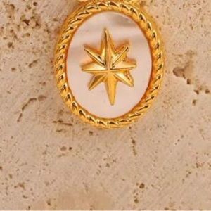 Mother of Pearl Star- White Iridescent Shell Ishtar Starburst Stainless Necklace